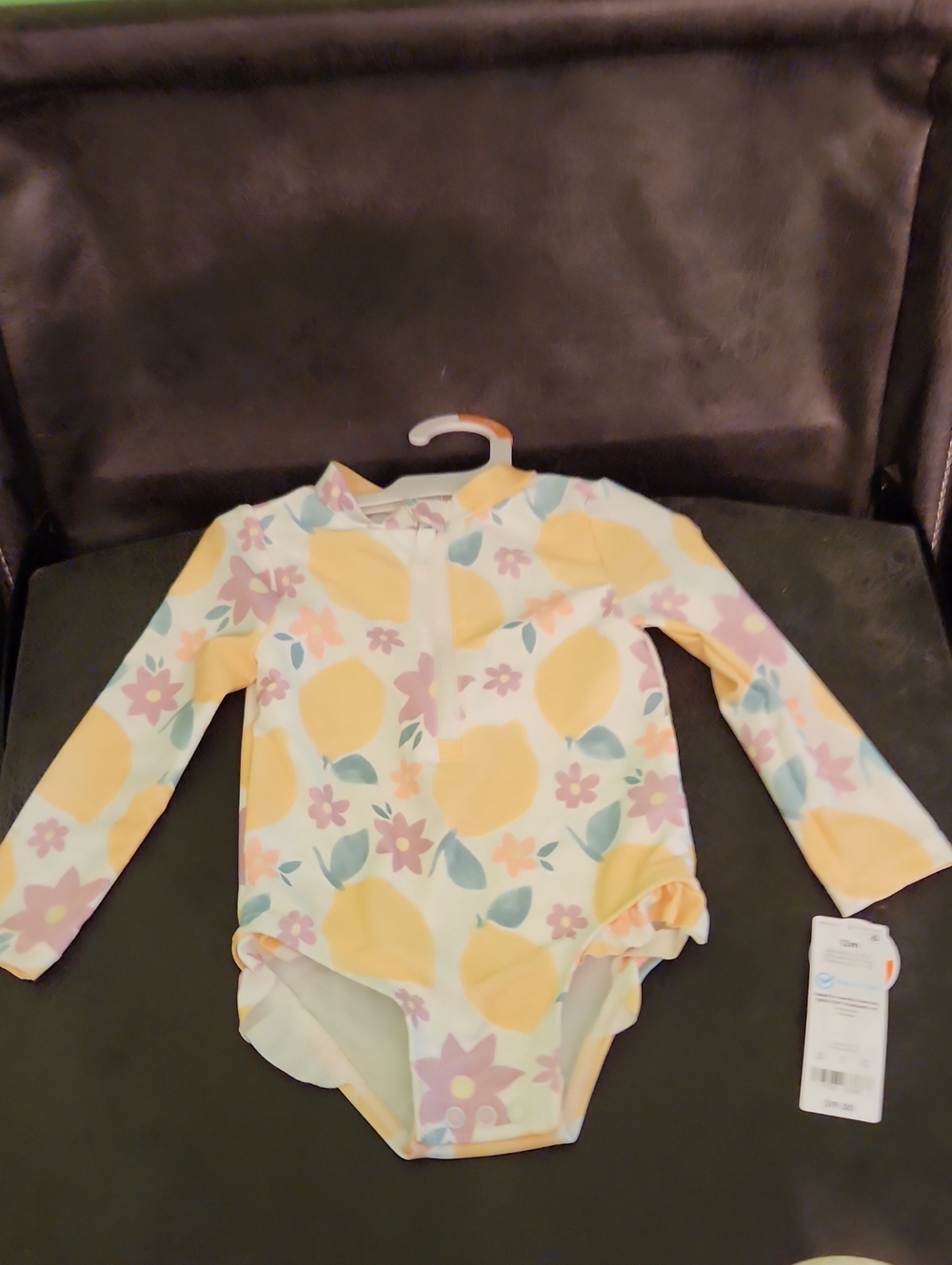 Carter's Girls' Lemon Floral Long-Sleeve One-Piece Swimsuit - Yellow, Pink, Blue